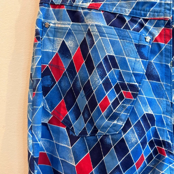 VERSACE Couture Jeans Sz 27 Vintage Geometric Print Pants Jeans  Style - Picture 7 of 13